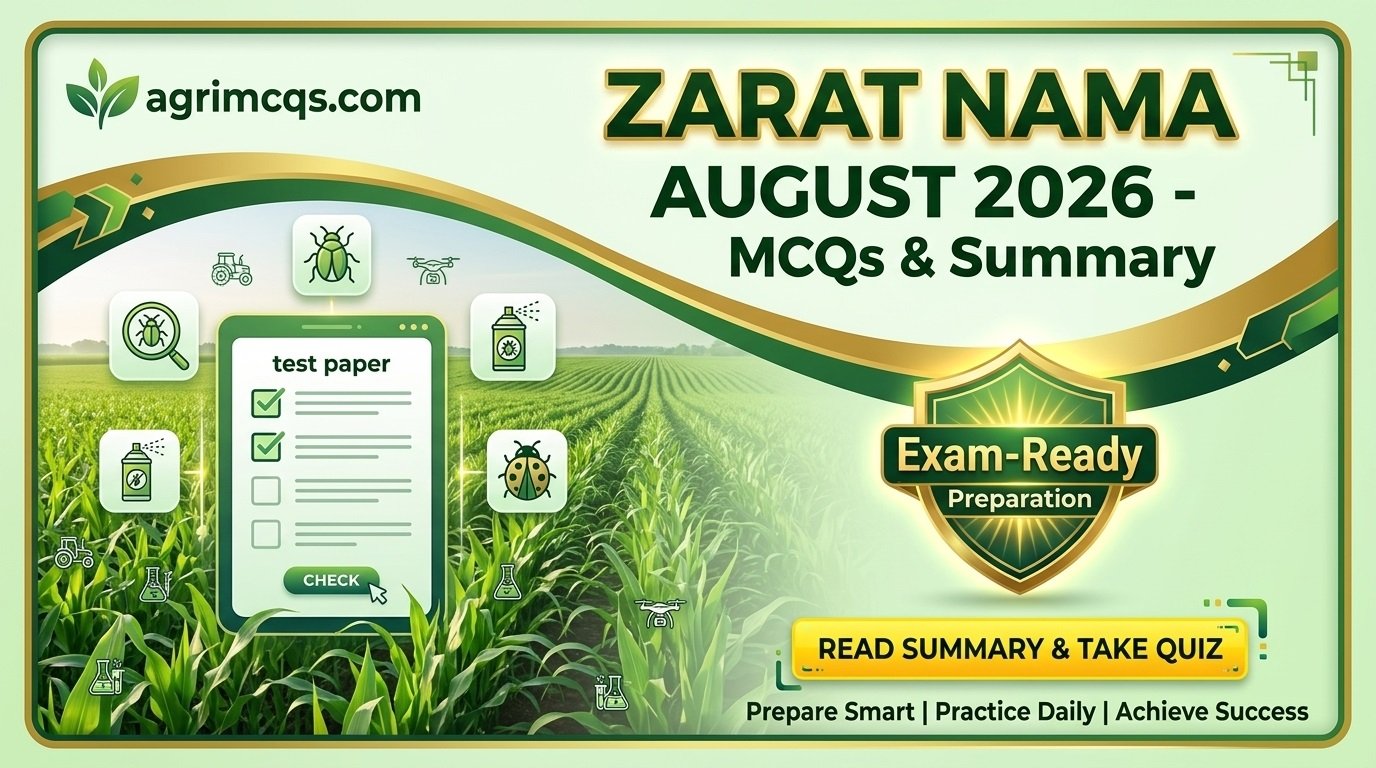 Monthly Zarat Nama Mock Tests for Agricultural Competitive exam